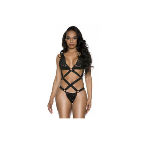 Body dentelle noir effet lanières 